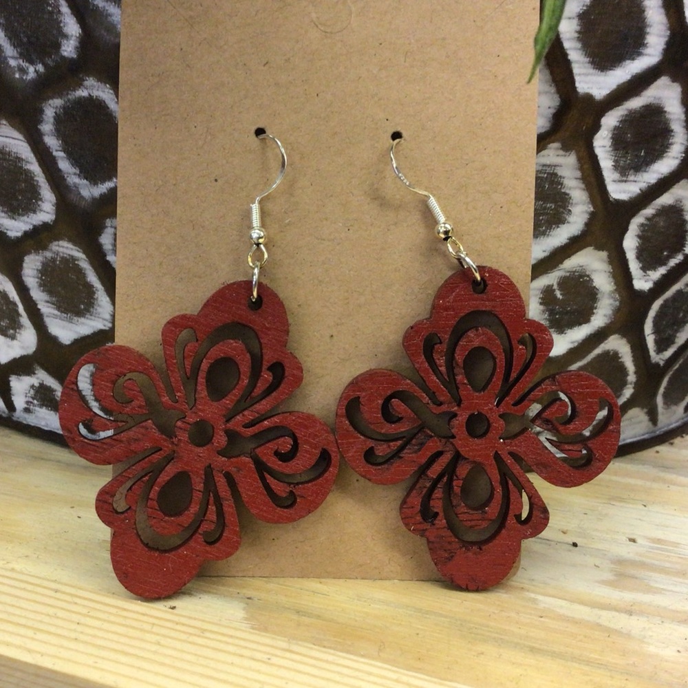 Wooden Laser-cut Geometric Earrings